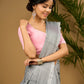 Elegant hand embroidered baby pink cotton blouse  - Optional Plain Saree