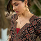 Geometrical Printed Ajrakh Kurta with Contrasting Maroon Highlights