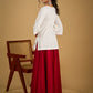 Graceful hand painted white cotton top - Skirt optional