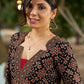 Geometrical Printed Ajrakh Kurta with Contrasting Maroon Highlights