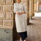 Simple Off-White Cotton Flex Straight Kurta with Minimal Hand Painting on Front & Sleeves