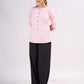 Blush Pink Cotton Modern Top with Asymmetric Stripe Layout