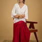 Graceful hand painted white cotton top - Skirt optional