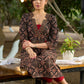 Geometrical Printed Ajrakh Kurta with Contrasting Maroon Highlights