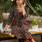 Geometrical Printed Ajrakh Kurta with Contrasting Maroon Highlights