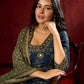 Indigo Ajrakh Kurta with Subtle Embroidered Neckline & Sleeves