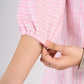Blush Pink Cotton Modern Top with Asymmetric Stripe Layout