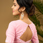 Elegant hand embroidered baby pink cotton blouse  - Optional Plain Saree