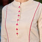 Elegant Off White Cotton A-Line Kurta with Traditional Mirror Work