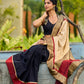 Handcrafted Pure Tussar Silk Saree with Khun Weave & Traditional Banarasi Border
