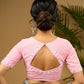 Elegant hand embroidered baby pink cotton blouse  - Optional Plain Saree