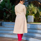 Elegant Off White Cotton A-Line Kurta with Traditional Mirror Work