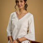 Graceful hand painted white cotton top - Skirt optional
