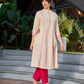 Elegant Off White Cotton A-Line Kurta with Traditional Mirror Work