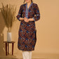 Bliss Black Kurta with Indigo Placket and Statement Sleeves