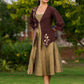 Dark Brown Silk Jacket Adorned With Exquisite Embroidery And Bell Sleeves Detailed With Shimmer Piping
