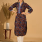 Bliss Black Kurta with Indigo Placket and Statement Sleeves