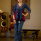 Indie Boho Printed Top with Blue & Maroon Gathered Detailing