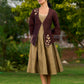 Dark Brown Silk Jacket Adorned With Exquisite Embroidery And Bell Sleeves Detailed With Shimmer Piping