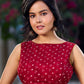 Classic Red Viscose Bandhani Sleeveless Blouse
