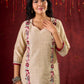 Ivory Cotton Silk Kurta with Floral Embroidery & Pearl Lace Accents