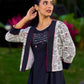 Graceful Black Rayon Pleated Dress with Script Art and Painted Hemline