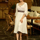 Radiant Ivory Embroidered Flare Dress with Statement Belt