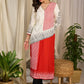 Exclusive Rayon kurta with striking fusion of bold orange & ivory hues, enhanced with intricate block prints