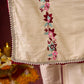 Ivory Cotton Silk Kurta with Floral Embroidery & Pearl Lace Accents
