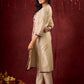 Ivory Cotton Silk Kurta with Floral Embroidery & Pearl Lace Accents