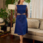 Navy Blue Artisanal Kalamkari prints enhanced with statement sleeves and a waist-defining knotted Kalamkari belt.