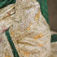 Maroon Cotton saree with exclusive Kantha work Pallu and Ajrakh border