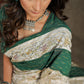 Maroon Cotton saree with exclusive Kantha work Pallu and Ajrakh border