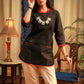 Black classy pure cotton topwear With a tinge of red bandhni