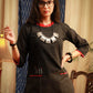 Black classy pure cotton topwear With a tinge of red bandhni