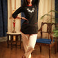 Black classy pure cotton topwear With a tinge of red bandhni