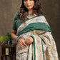 Maroon Cotton saree with exclusive Kantha work Pallu and Ajrakh border