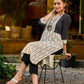 Timeless monochrome Ikat kurta enhanced with stripe details.