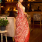 Handcrafted Ivory Pure Silk Saree with Red Kalamkari Print & Ombre Effect