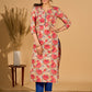 Classic Cream Mul Cotton Printed Kurta with Playful Tassels and Piping