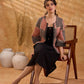 Terracotta Black Polka Geometric Print Cotton Short Jacket with Flared Bell Sleeves