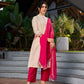 Elegant Off White Cotton A-Line Kurta with Traditional Mirror Work