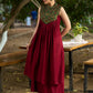 Maroon Halter Neck Kurta with Structured Pleats and Ajrakh Yoke