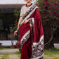 Maroon Saree Accented With Traditional Tussar Batik Print Border