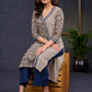 Stylish-Cream-Cotton-Ajrakh-&-Kalamkari-Combination-Straight-Cut-Kurta--Pant-Optional