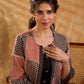 Terracotta Black Polka Geometric Print Cotton Short Jacket with Flared Bell Sleeves