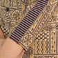Beige Cotton Ajrakh Top with Contrast Black Stripe Detail on Sleeves and Neckline