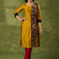 Elegant Mustard Cotton Silk Kalamkari Kurta - Pant Optional