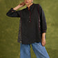Black Striped & Print Combination Cotton Top