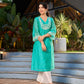 Exquisite Aqua Blue Chanderi Kurta with Intricate Kashida Embroidery